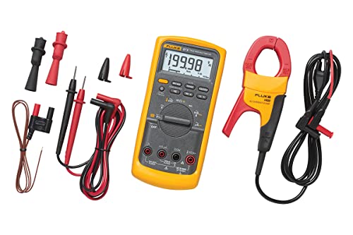 Fluke 87V/IMSK Industrial Digital Multimeter with Fluke i400 Current Clamp Kit, Converts 87V Into Clamp Meter, AC Current Measurements Up To 400 A, Includes Temp Probe, Test Leads And Alligator Clips